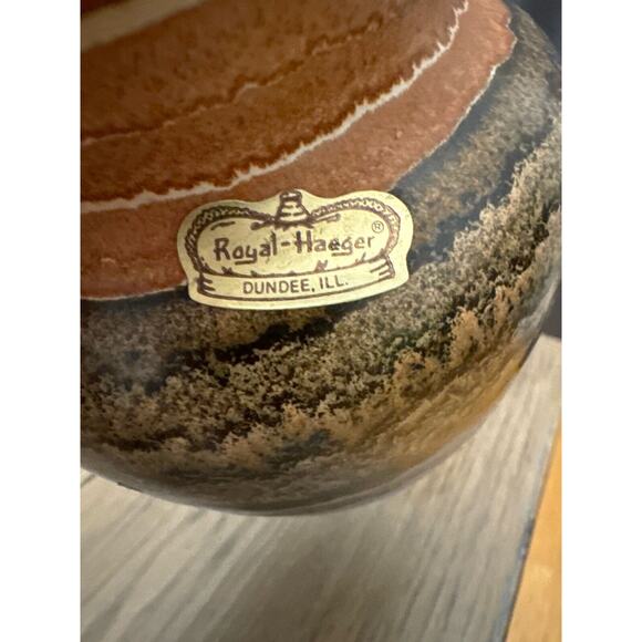 Vintage Royal Haeger USA Vase Earth Striped Southwestern Glaze 5.5” T X 4.25” W - Picture 4 of 7